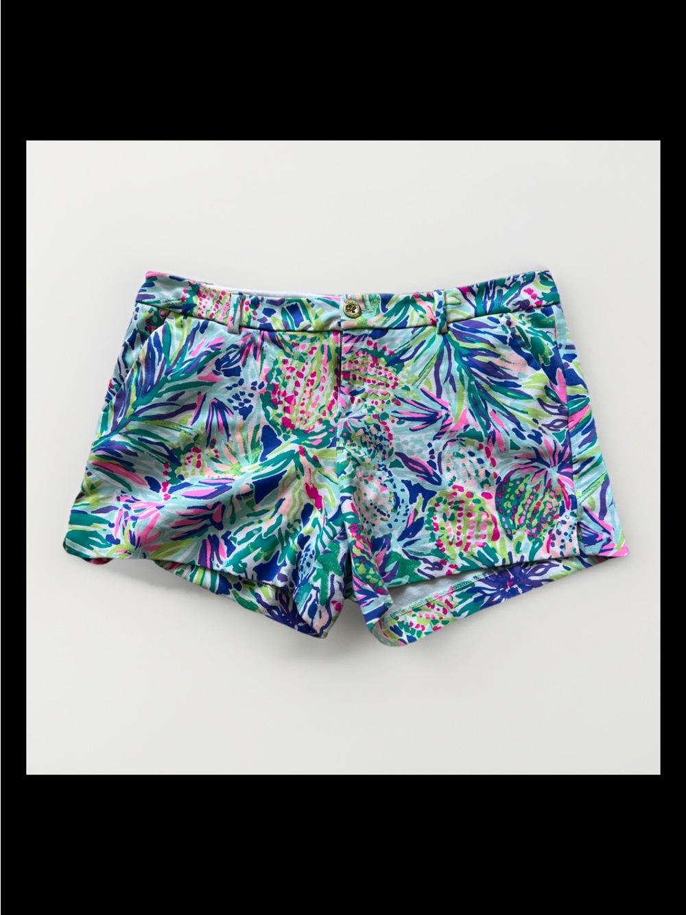 Lilly Pulitzer the Callahan Buttercup Stretch Shorts Classic Knit Preppy Sz 12